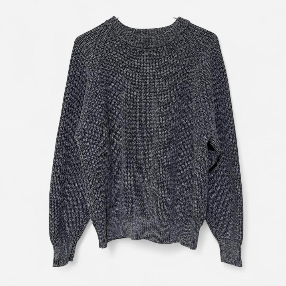 Vintage Eddie Bauer Cotton Knit Sweater In Deep Heather Grey